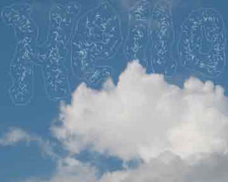 Outlined Hello clouds using drawing tools and created custom feather brush to fill 